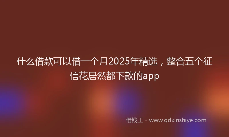 什么借款可以借一个月2025年精选，整合五个征信花居然都下款的app