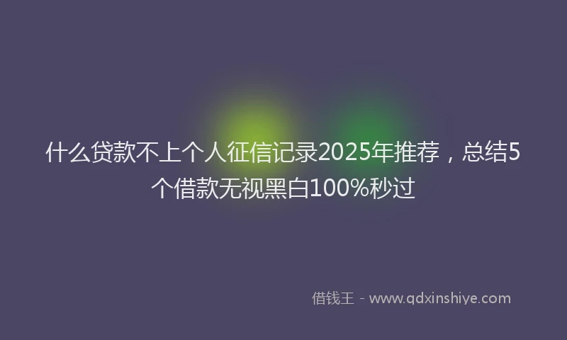 什么贷款不上个人征信记录2025年推荐，总结5个借款无视黑白100%秒过