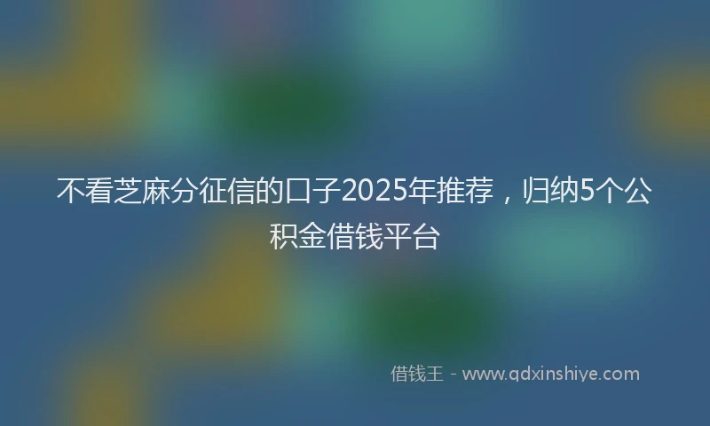 不看芝麻分征信的口子2025年推荐，归纳5个公积金借钱平台