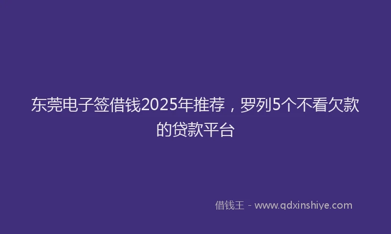 东莞电子签借钱2025年推荐，罗列5个不看欠款的贷款平台