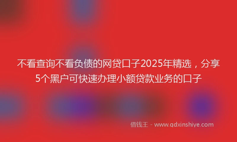 不看查询不看负债的网贷口子2025年精选，分享5个黑户可快速办理小额贷款业务的口子