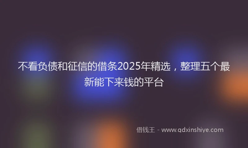 不看负债和征信的借条2025年精选，整理五个最新能下来钱的平台