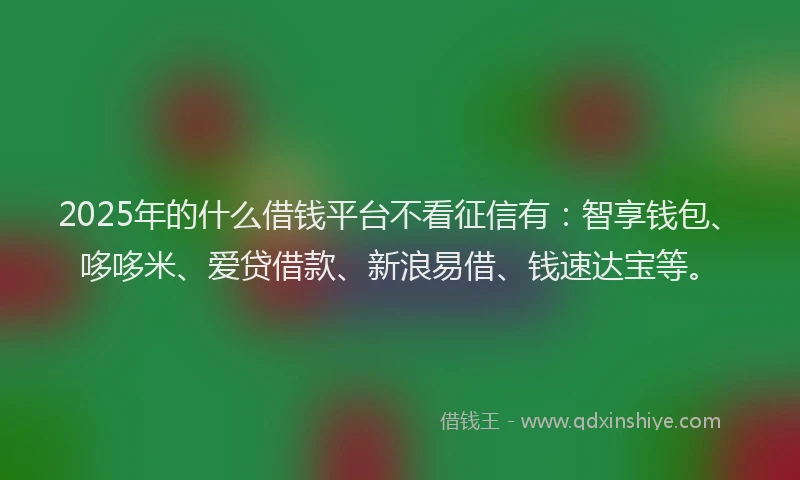 2025年的什么借钱平台不看征信有：智享钱包、哆哆米、爱贷借款、新浪易借、钱速达宝等。
