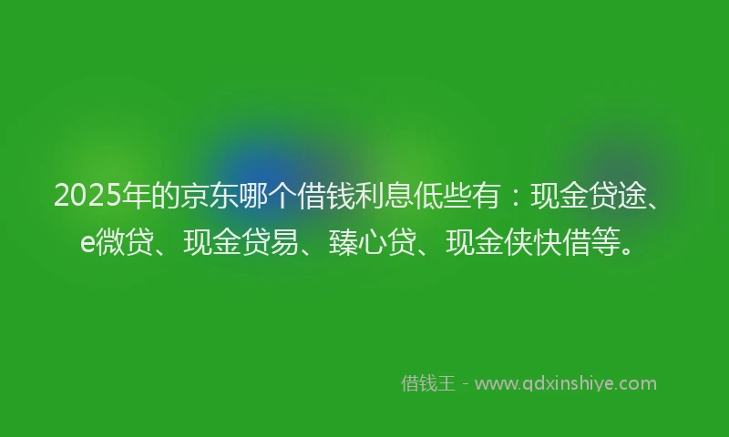 2025年的京东哪个借钱利息低些有：现金贷途、e微贷、现金贷易、臻心贷、现金侠快借等。