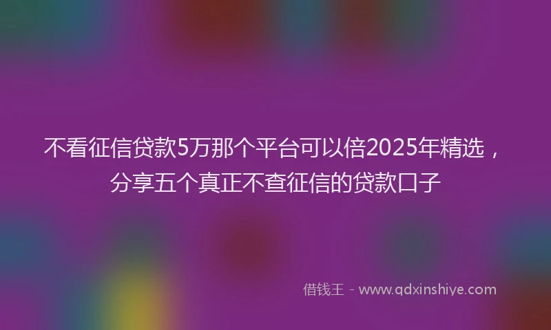 不看征信贷款5万那个平台可以倍2025年精选，分享五个真正不查征信的贷款口子