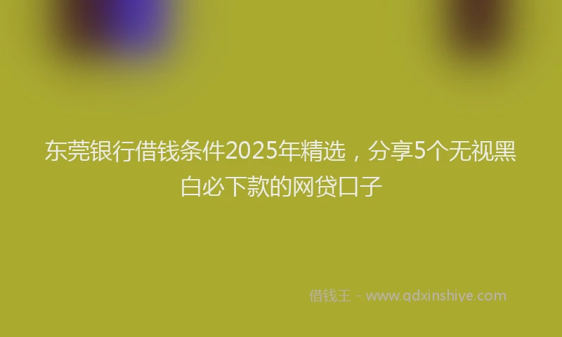 东莞银行借钱条件2025年精选，分享5个无视黑白必下款的网贷口子