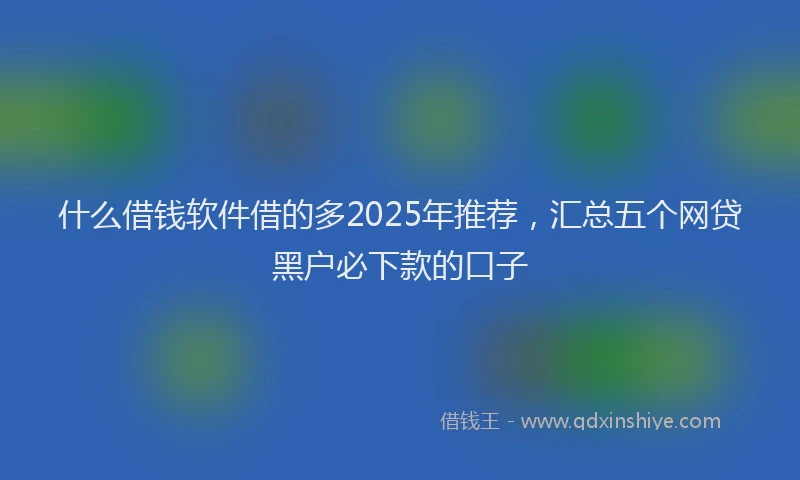 什么借钱软件借的多2025年推荐，汇总五个网贷黑户必下款的口子