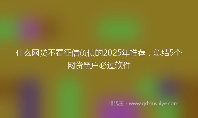 什么网贷不看征信负债的2025年推荐，总结5个网贷黑户必过软件