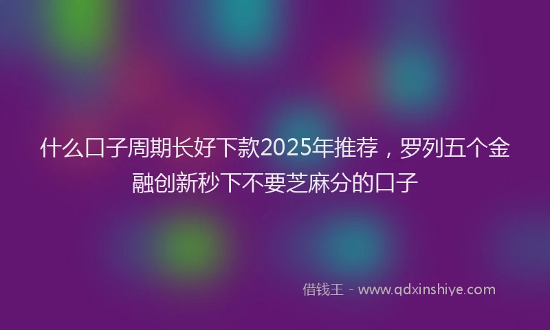 什么口子周期长好下款2025年推荐，罗列五个金融创新秒下不要芝麻分的口子