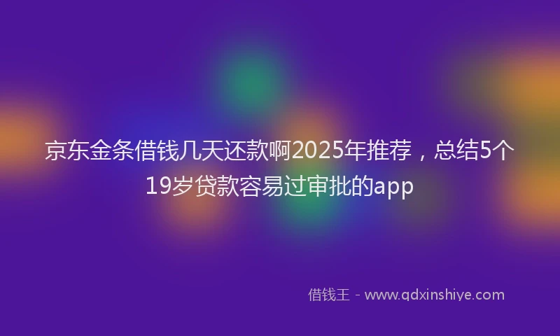 京东金条借钱几天还款啊2025年推荐，总结5个19岁贷款容易过审批的app