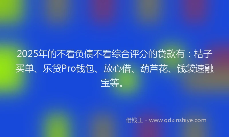 2025年的不看负债不看综合评分的贷款有：桔子买单、乐贷Pro钱包、放心借、葫芦花、钱袋速融宝等。