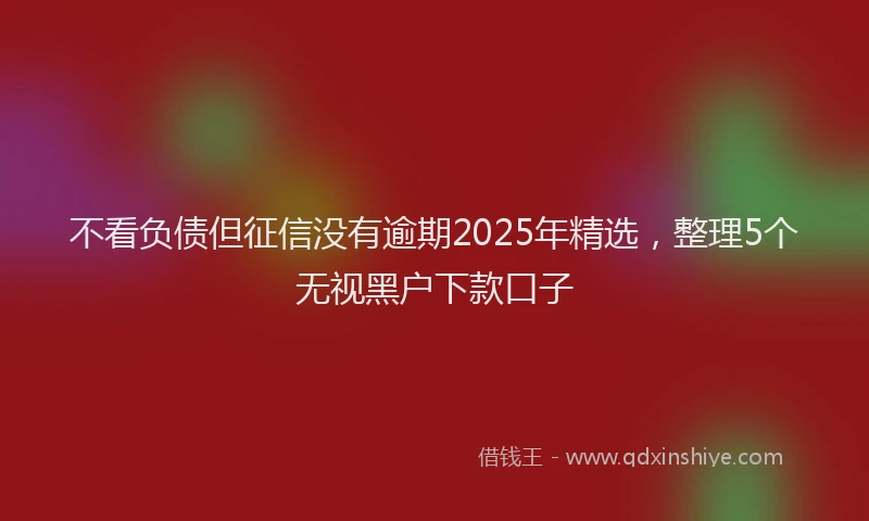 不看负债但征信没有逾期2025年精选，整理5个无视黑户下款口子
