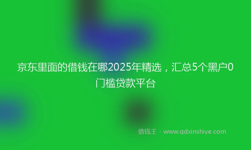 京东里面的借钱在哪2025年精选，汇总5个黑户0门槛贷款平台