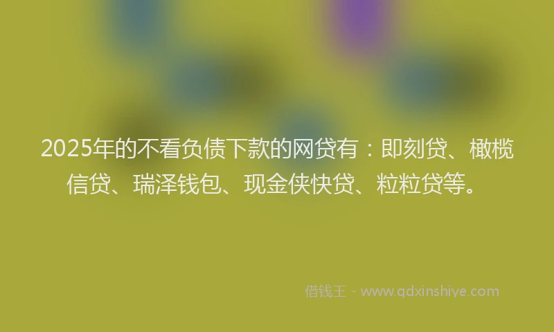 2025年的不看负债下款的网贷有：即刻贷、橄榄信贷、瑞泽钱包、现金侠快贷、粒粒贷等。