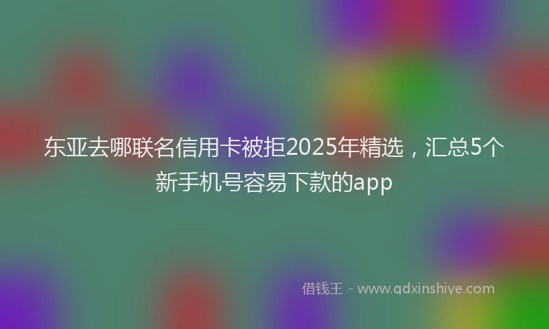 东亚去哪联名信用卡被拒2025年精选，汇总5个新手机号容易下款的app
