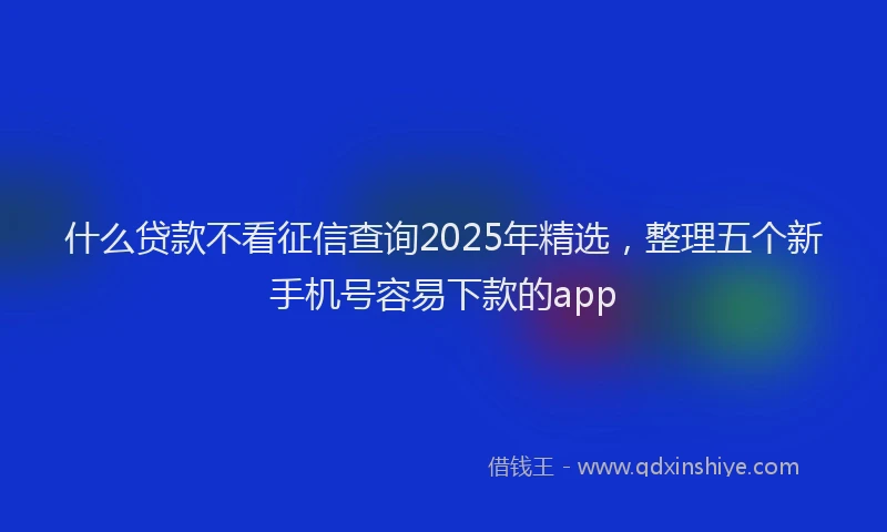 什么贷款不看征信查询2025年精选，整理五个新手机号容易下款的app