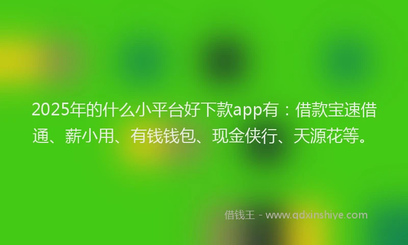 2025年的什么小平台好下款app有：借款宝速借通、薪小用、有钱钱包、现金侠行、天源花等。