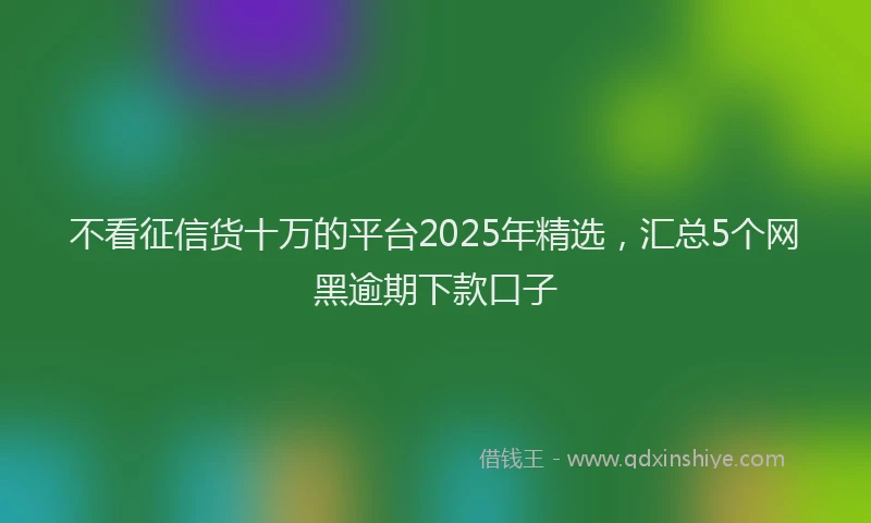 不看征信货十万的平台2025年精选，汇总5个网黑逾期下款口子