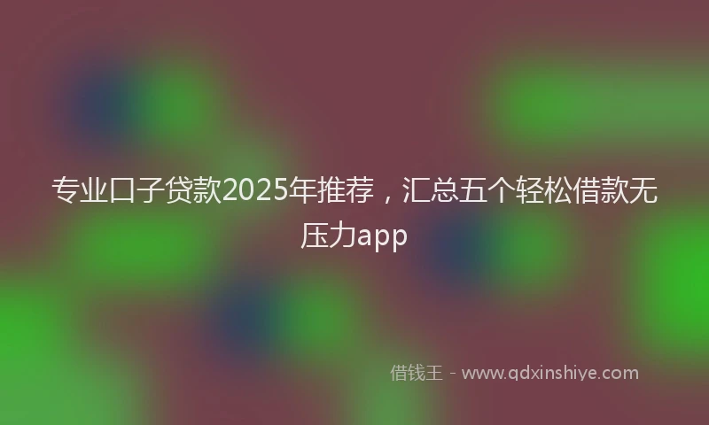 专业口子贷款2025年推荐，汇总五个轻松借款无压力app