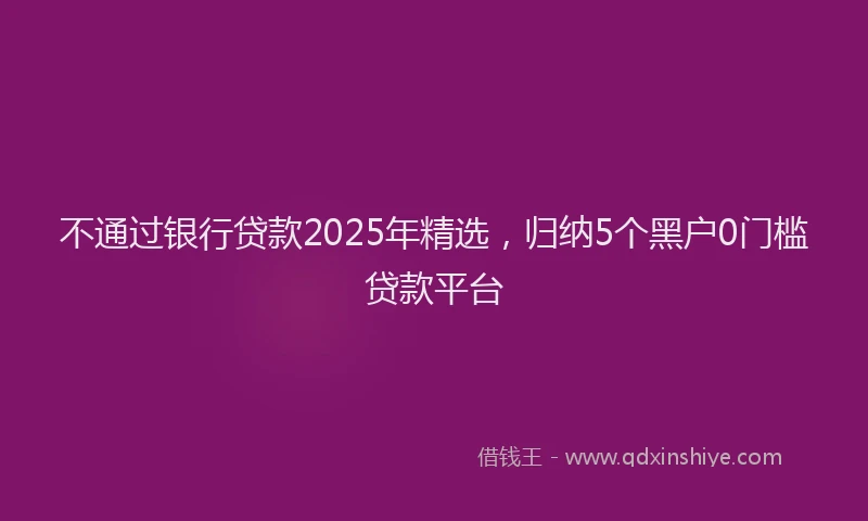 不通过银行贷款2025年精选，归纳5个黑户0门槛贷款平台