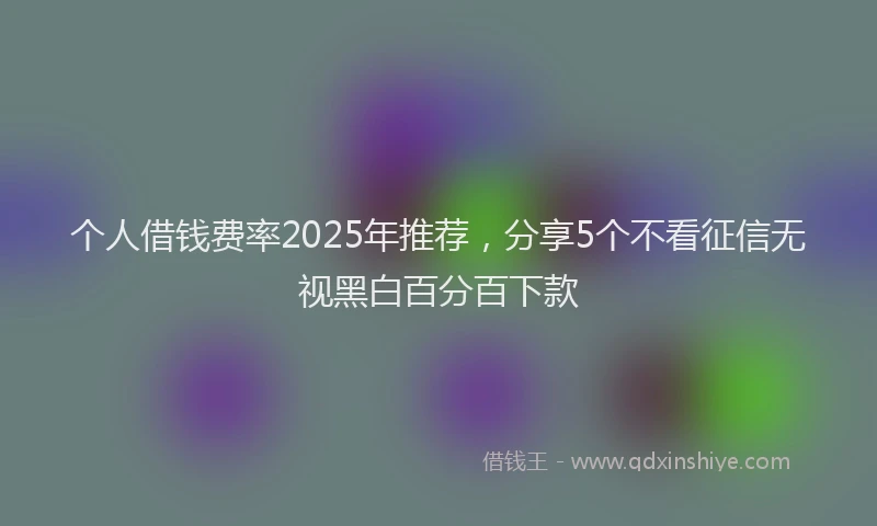 个人借钱费率2025年推荐，分享5个不看征信无视黑白百分百下款