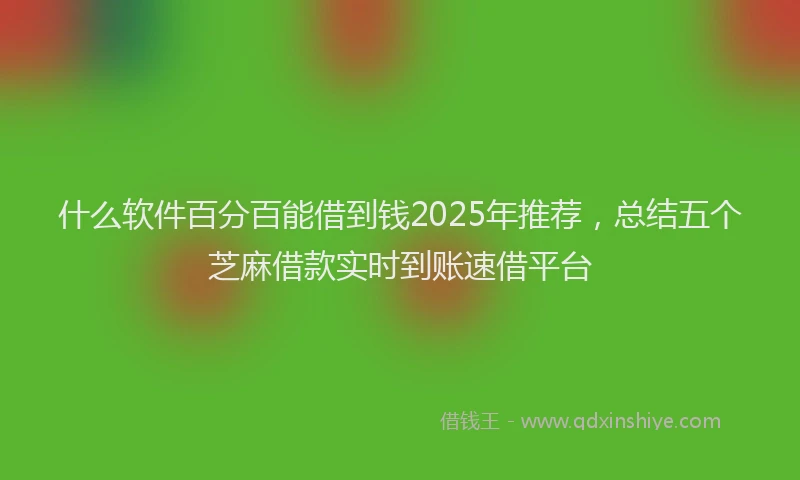 什么软件百分百能借到钱2025年推荐，总结五个芝麻借款实时到账速借平台