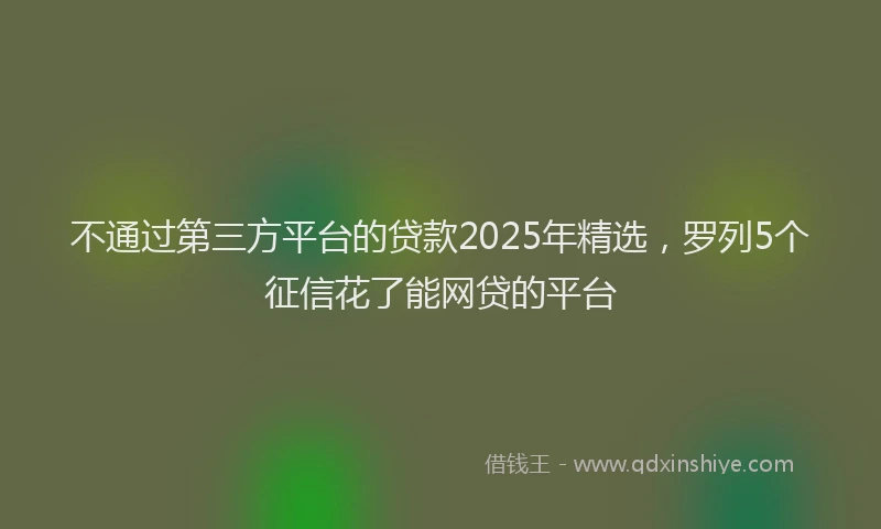 不通过第三方平台的贷款2025年精选，罗列5个征信花了能网贷的平台