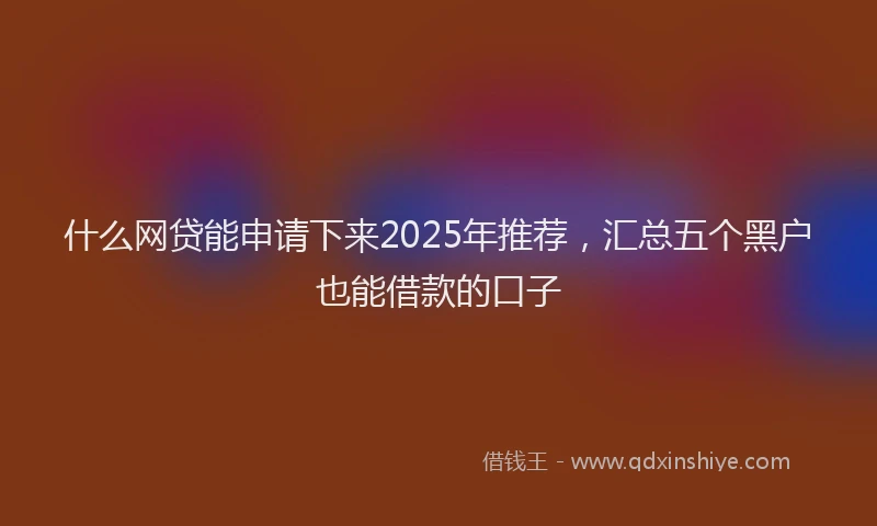 什么网贷能申请下来2025年推荐，汇总五个黑户也能借款的口子