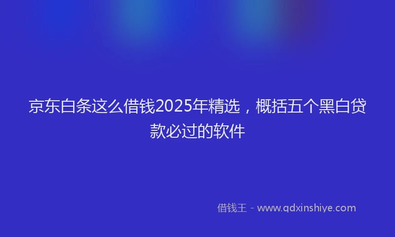 京东白条这么借钱2025年精选，概括五个黑白贷款必过的软件