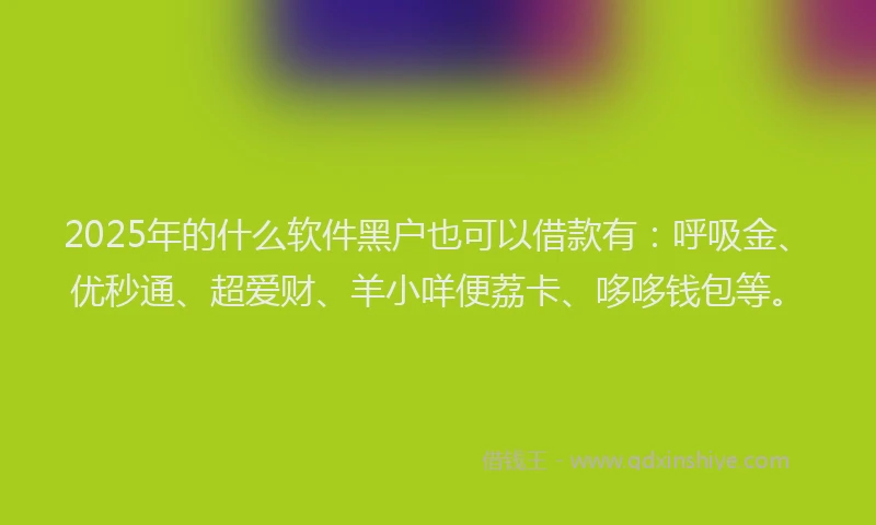2025年的什么软件黑户也可以借款有：呼吸金、优秒通、超爱财、羊小咩便荔卡、哆哆钱包等。