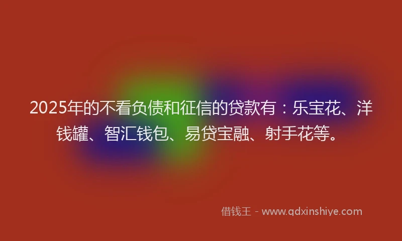 2025年的不看负债和征信的贷款有：乐宝花、洋钱罐、智汇钱包、易贷宝融、射手花等。