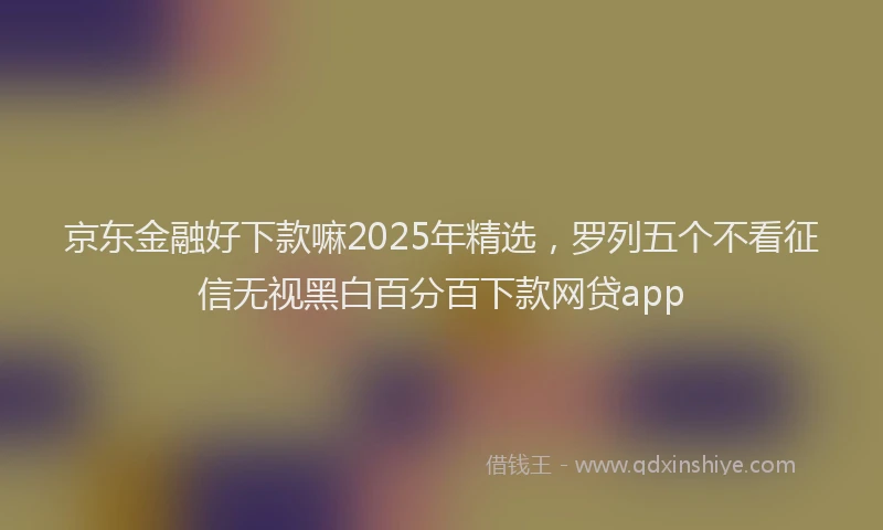 京东金融好下款嘛2025年精选，罗列五个不看征信无视黑白百分百下款网贷app