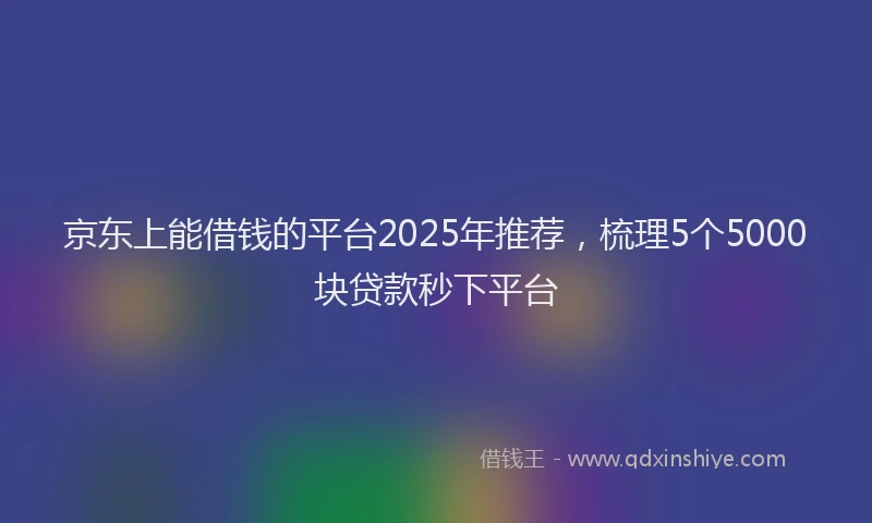 京东上能借钱的平台2025年推荐，梳理5个5000块贷款秒下平台