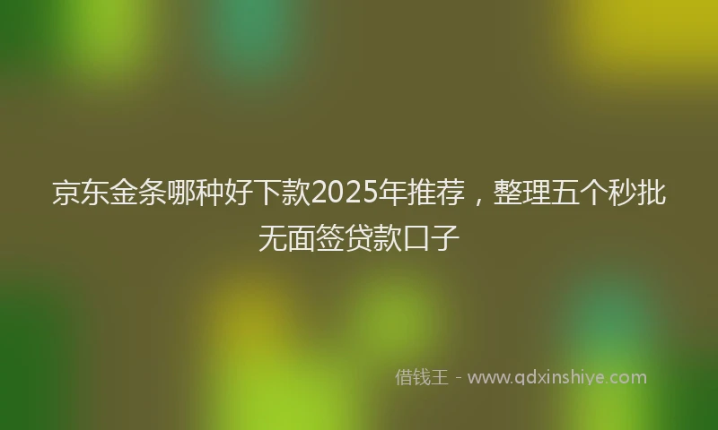 京东金条哪种好下款2025年推荐，整理五个秒批无面签贷款口子