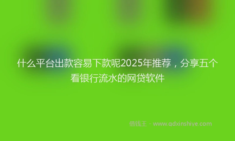 什么平台出款容易下款呢2025年推荐，分享五个看银行流水的网贷软件
