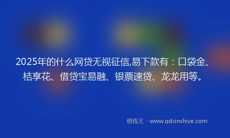 2025年的什么网贷无视征信,易下款有：口袋金、桔享花、借贷宝易融、银票速贷、龙龙用等。
