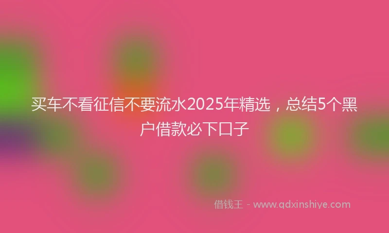 买车不看征信不要流水2025年精选，总结5个黑户借款必下口子