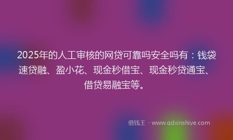 2025年的人工审核的网贷可靠吗安全吗有：钱袋速贷融、盈小花、现金秒借宝、现金秒贷通宝、借贷易融宝等。