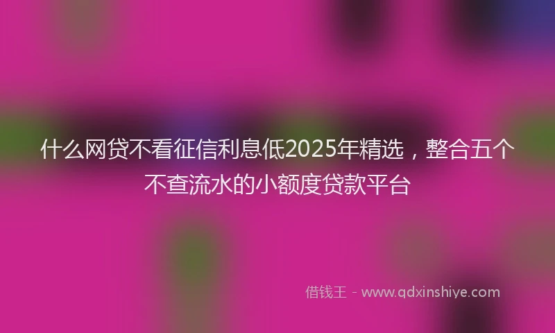 什么网贷不看征信利息低2025年精选，整合五个不查流水的小额度贷款平台