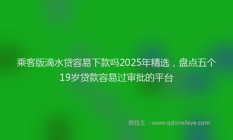 乘客版滴水贷容易下款吗2025年精选，盘点五个19岁贷款容易过审批的平台