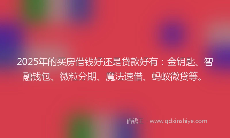 2025年的买房借钱好还是贷款好有：金钥匙、智融钱包、微粒分期、魔法速借、蚂蚁微贷等。