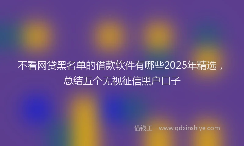不看网贷黑名单的借款软件有哪些2025年精选，总结五个无视征信黑户口子