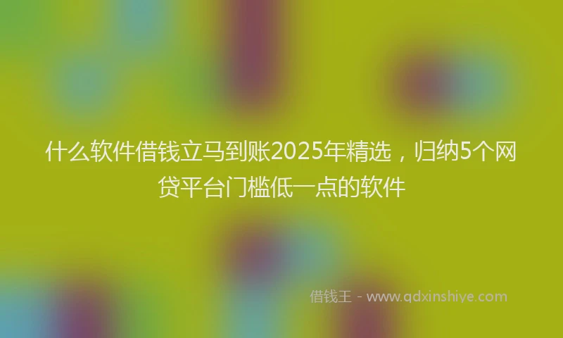 什么软件借钱立马到账2025年精选，归纳5个网贷平台门槛低一点的软件