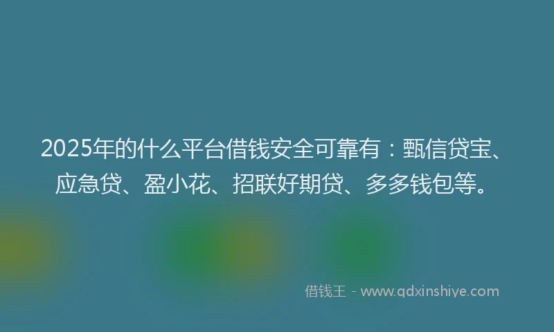 2025年的什么平台借钱安全可靠有：甄信贷宝、应急贷、盈小花、招联好期贷、多多钱包等。