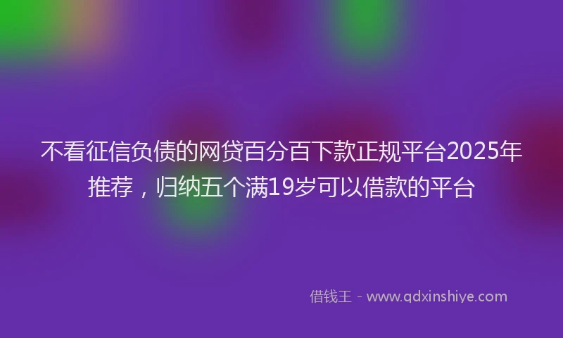 不看征信负债的网贷百分百下款正规平台2025年推荐，归纳五个满19岁可以借款的平台