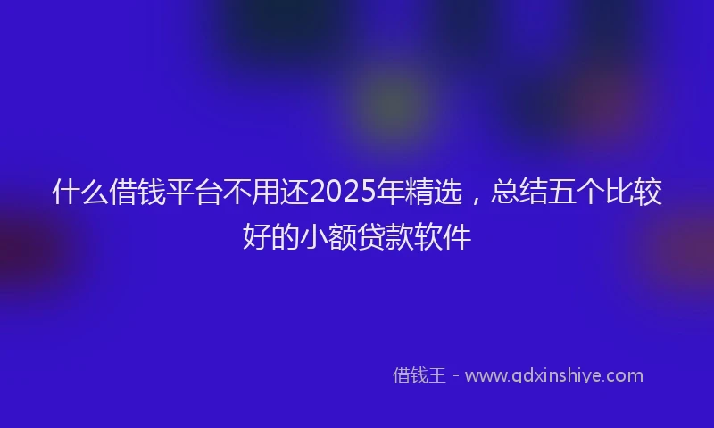 什么借钱平台不用还2025年精选，总结五个比较好的小额贷款软件