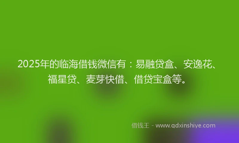 2025年的临海借钱微信有：易融贷盒、安逸花、福星贷、麦芽快借、借贷宝盒等。