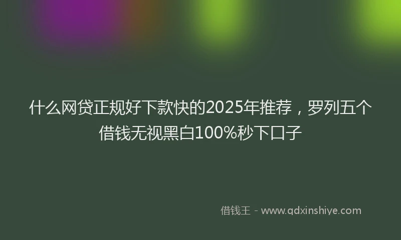 什么网贷正规好下款快的2025年推荐，罗列五个借钱无视黑白100%秒下口子