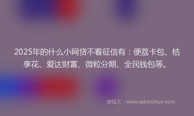 2025年的什么小网贷不看征信有：便荔卡包、桔享花、爱达财富、微粒分期、全民钱包等。