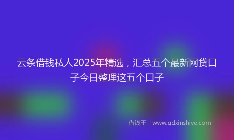 云条借钱私人2025年精选，汇总五个最新网贷口子今日整理这五个口子